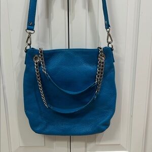 Michael Kors Teal Leather Shoulder Bag with Chain Straps